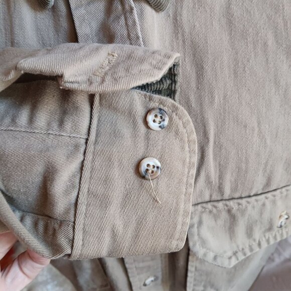 Vintage Men's Cabela's Hunting Shirt Small Corduroy Collar Khaki 1990's Nebraska - Picture 6 of 7